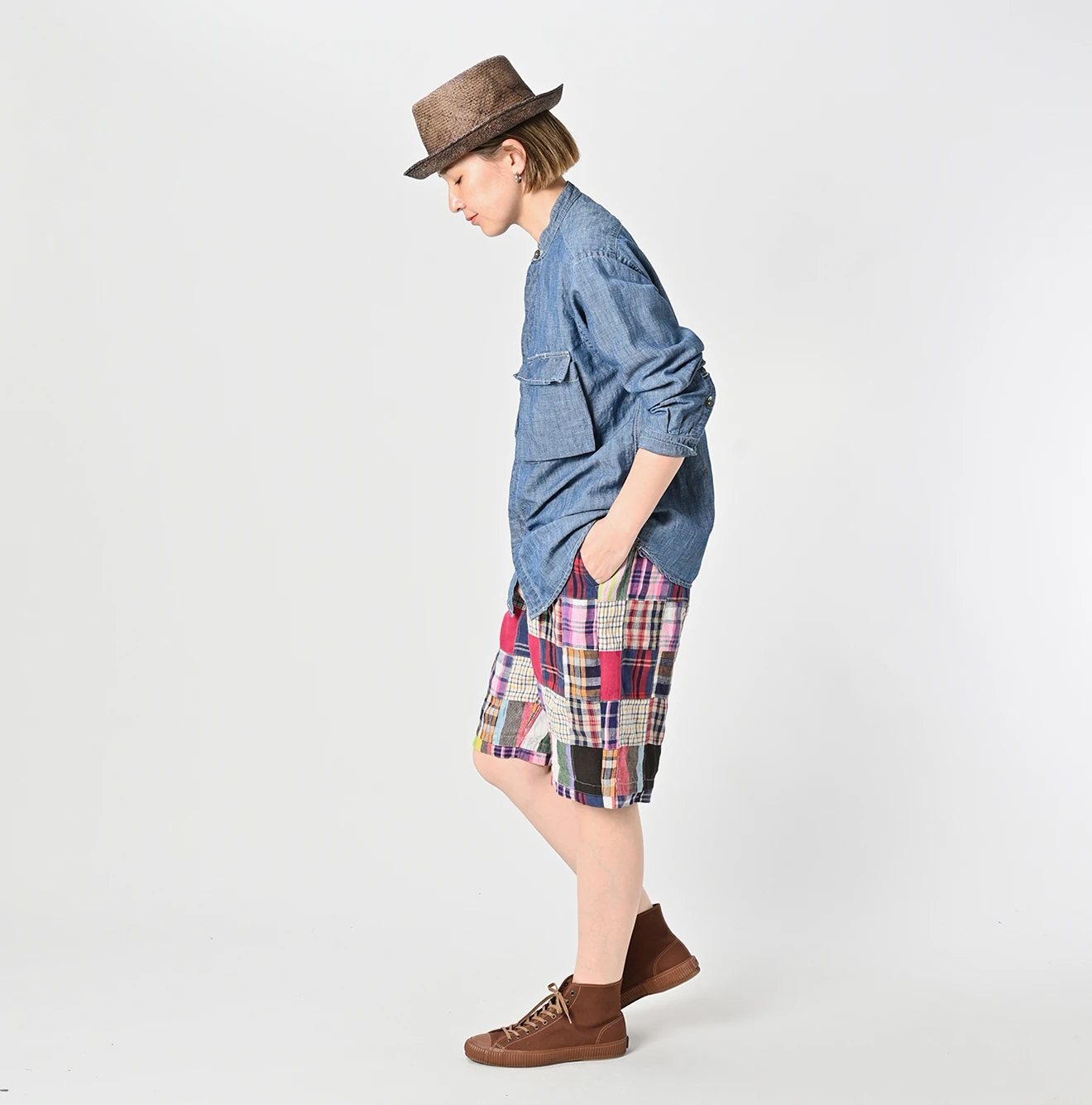 45R(フォーティファイブアール) |インドリネンマドラスパッチワークのニームショーツMEN