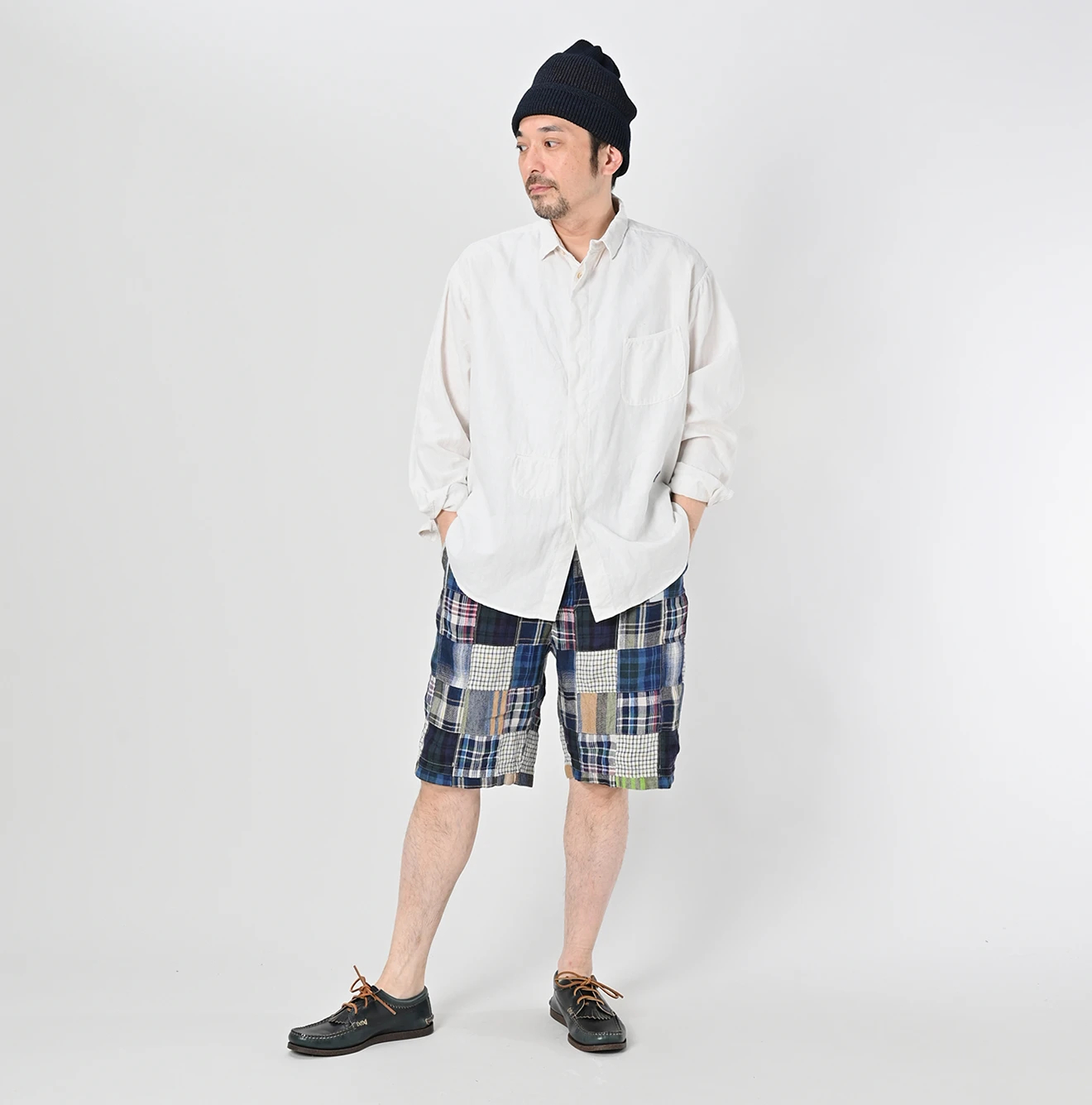 45R(フォーティファイブアール) |インドリネンマドラスパッチワークのニームショーツMEN