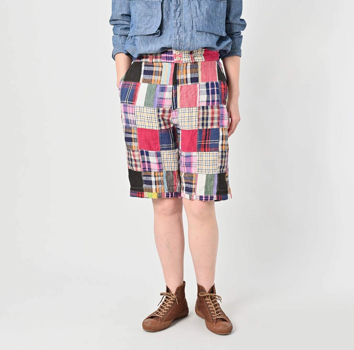 45R(フォーティファイブアール) |インドリネンマドラスパッチワークのニームショーツMEN