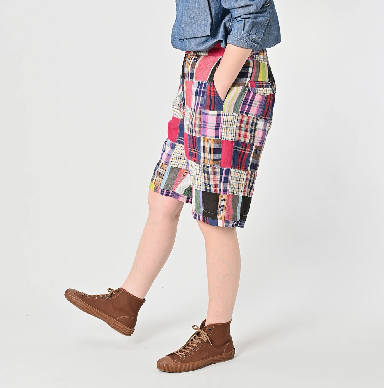 45R(フォーティファイブアール) |インドリネンマドラスパッチワークのニームショーツMEN