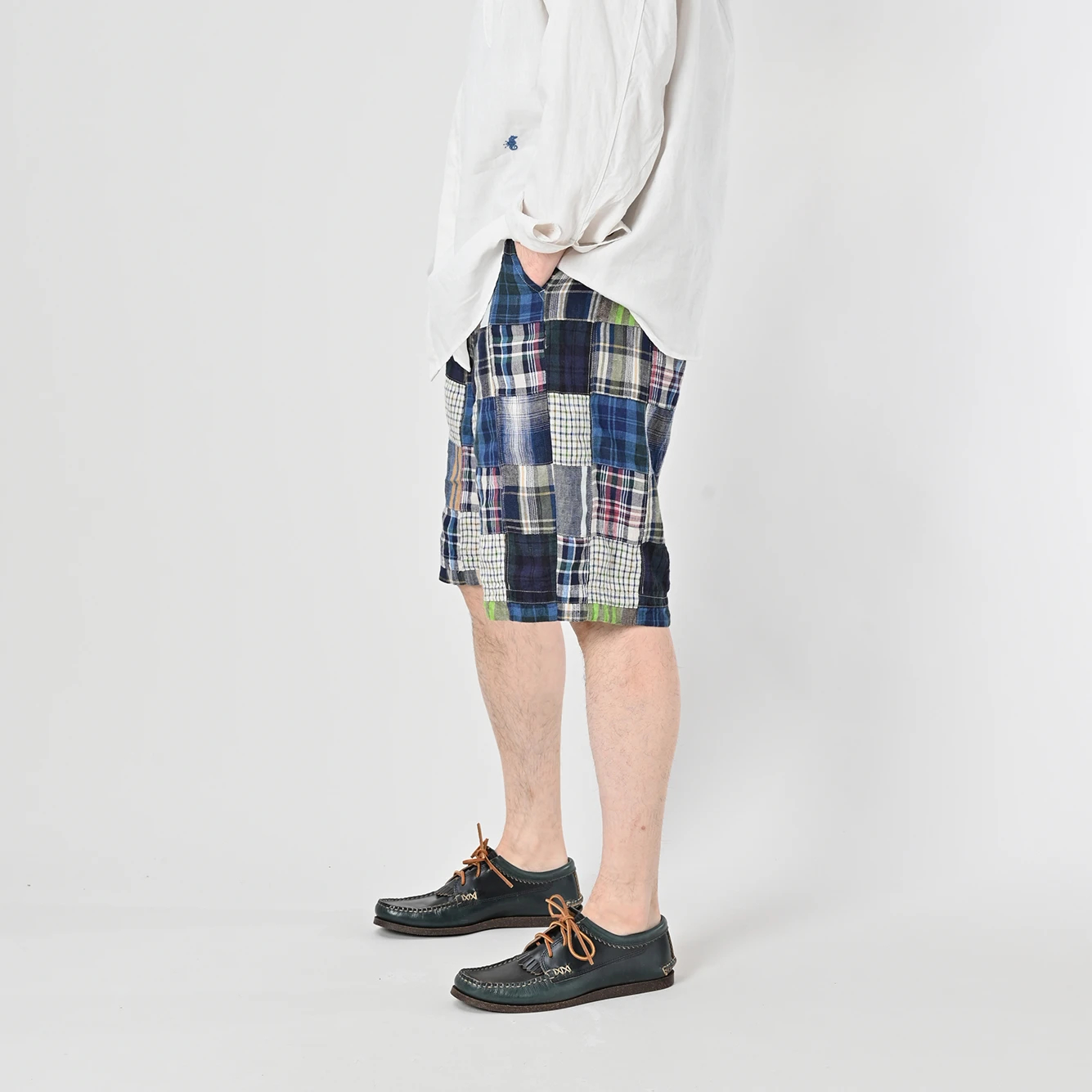 45R(フォーティファイブアール) |インドリネンマドラスパッチワークのニームショーツMEN