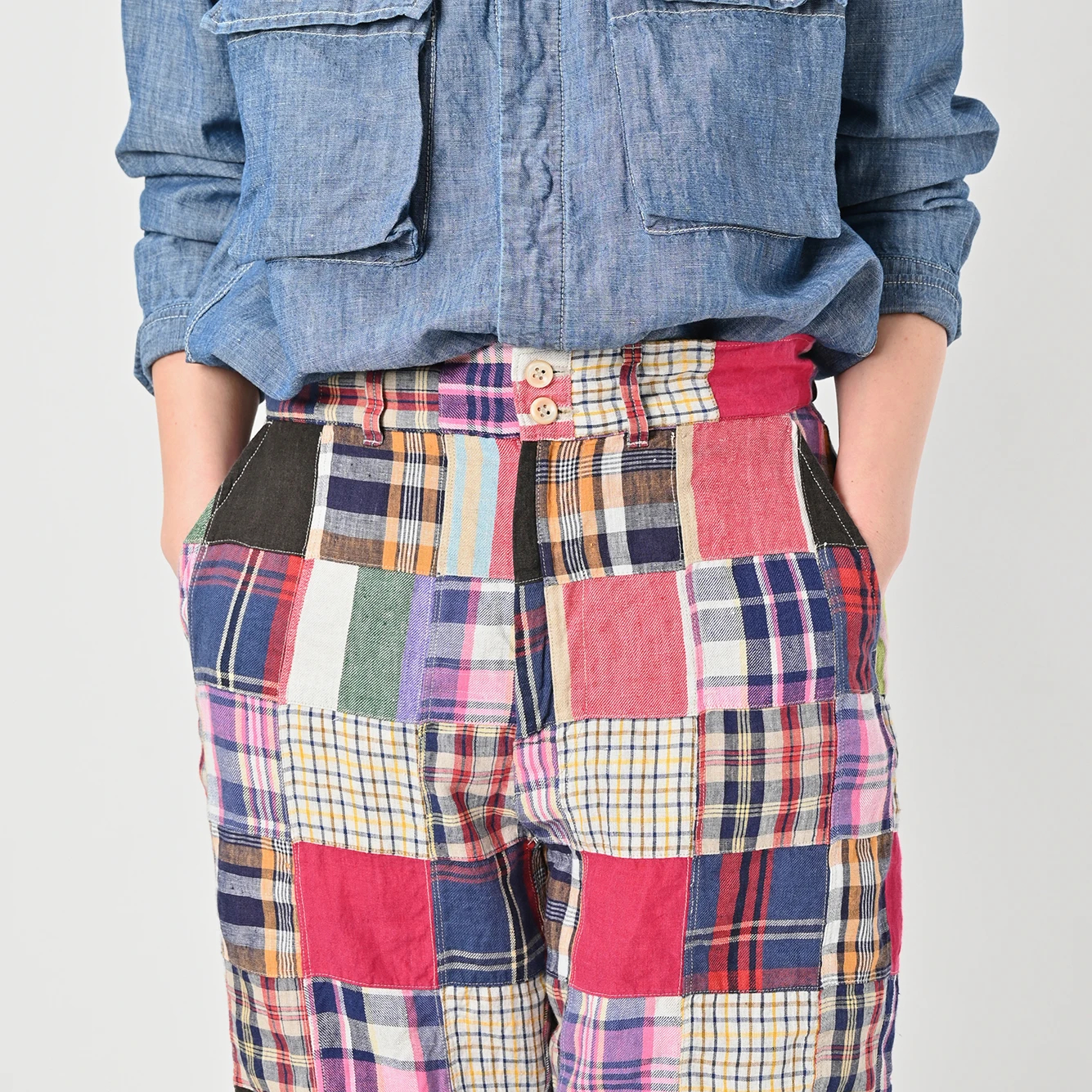 45R(フォーティファイブアール) |インドリネンマドラスパッチワークのニームショーツMEN