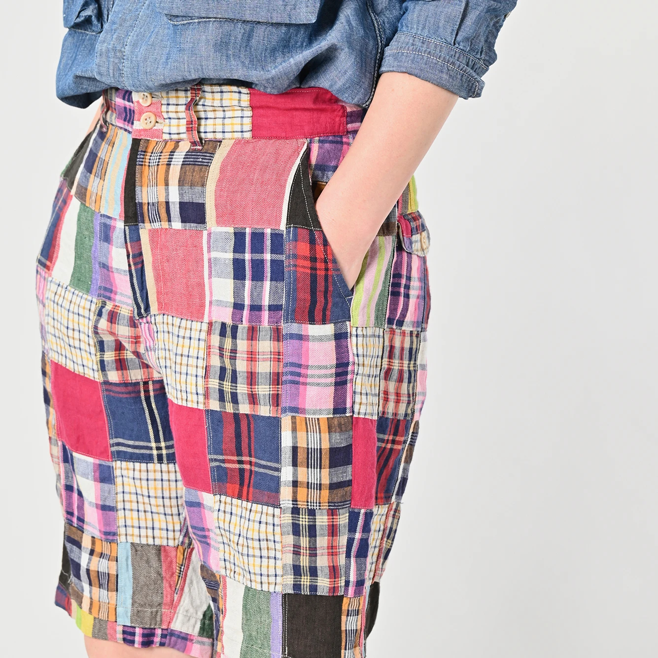 45R(フォーティファイブアール) |インドリネンマドラスパッチワークのニームショーツMEN