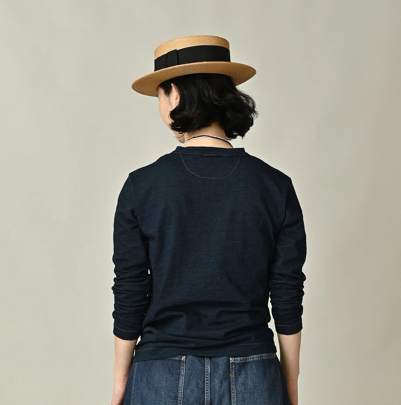 45R(フォーティファイブアール) |天竺の908浅VネックTシャツ（インディゴ）