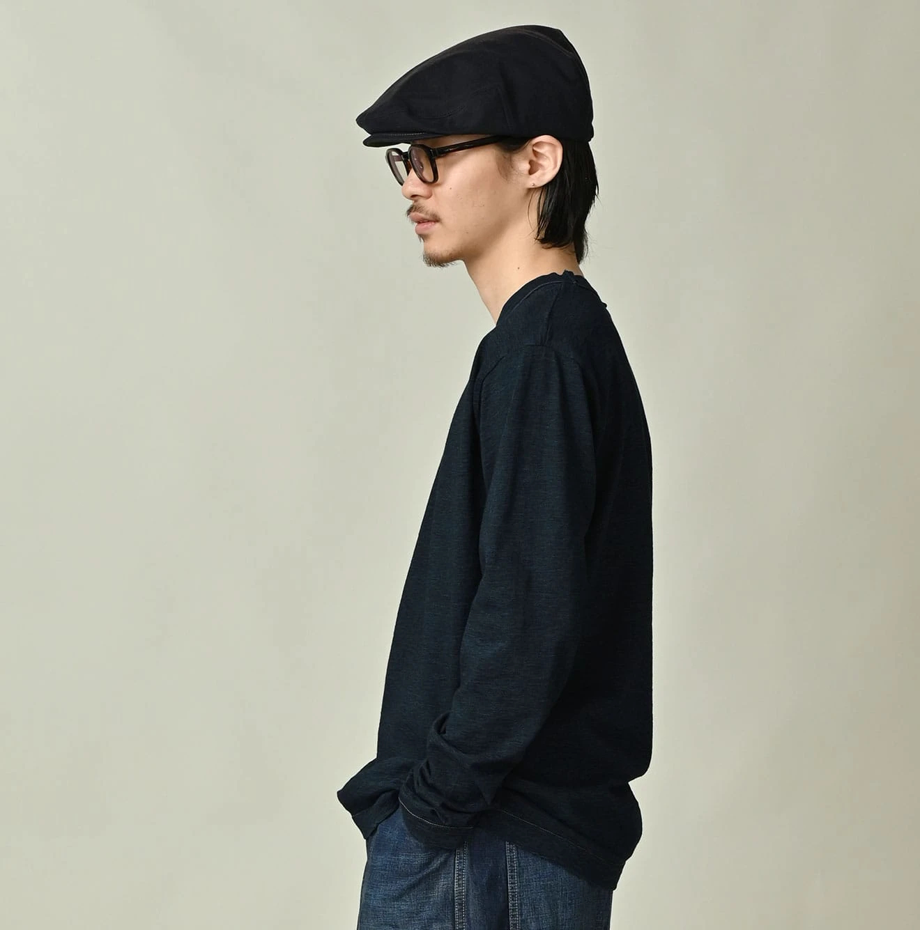 45R(フォーティファイブアール) |天竺の908浅VネックTシャツ（インディゴ）