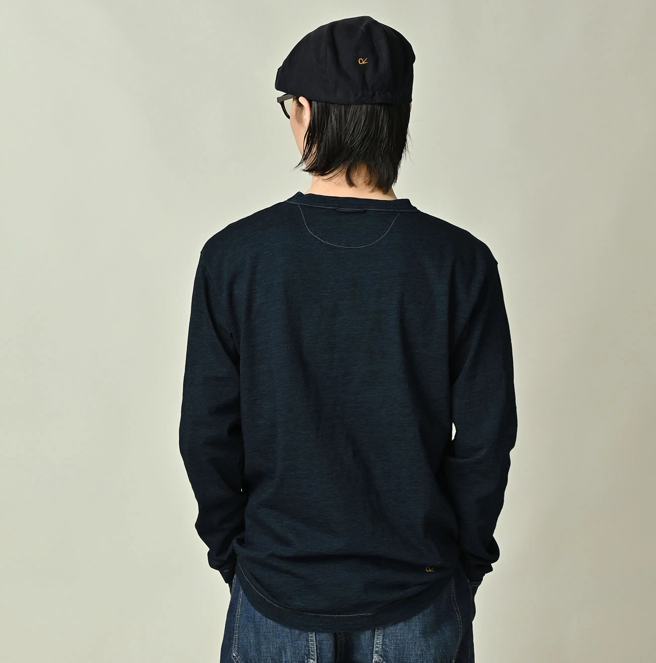 45R(フォーティファイブアール) |天竺の908浅VネックTシャツ（インディゴ）