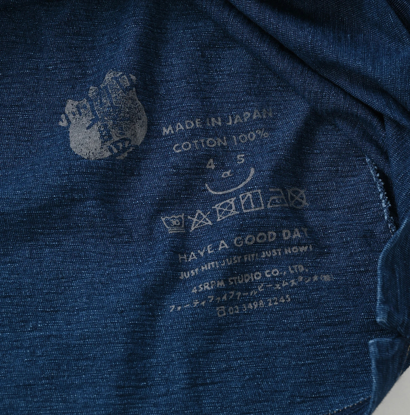 45R(フォーティファイブアール) |度詰天竺の90845星Tシャツ（インディゴ重）