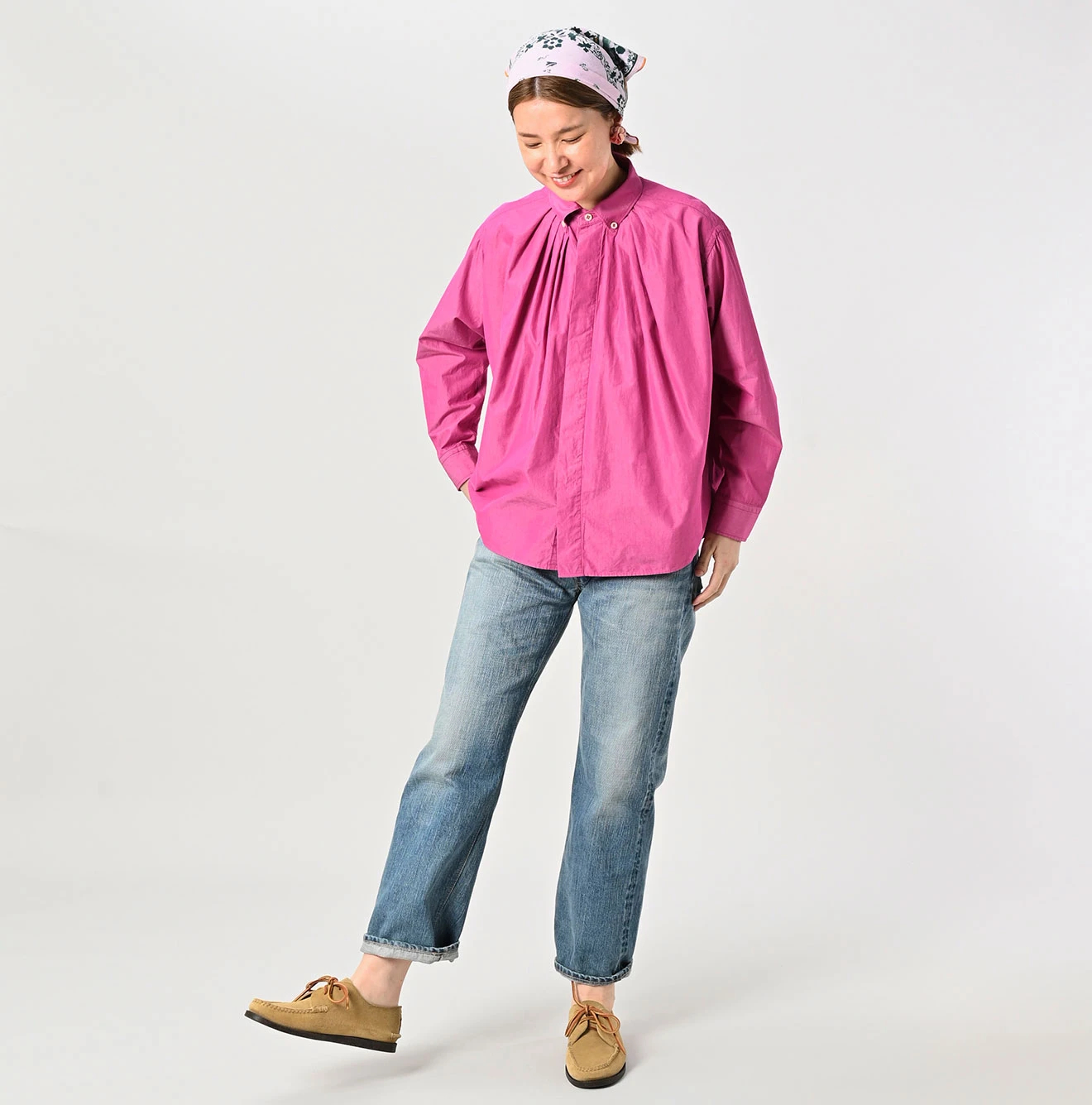 45R(フォーティファイブアール) |180番三子のオーシャンタックボタンダウンブラウス