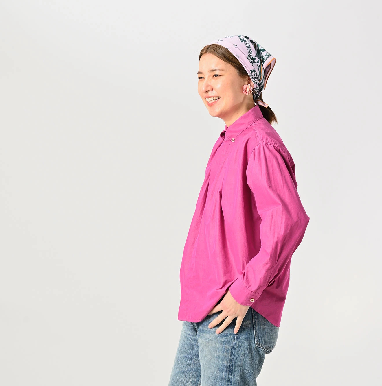 45R(フォーティファイブアール) |180番三子のオーシャンタックボタンダウンブラウス