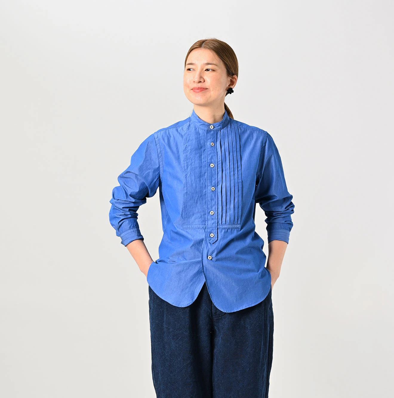 45R(フォーティファイブアール) |180番三子の908ローファーピンタックスタンドシャツ