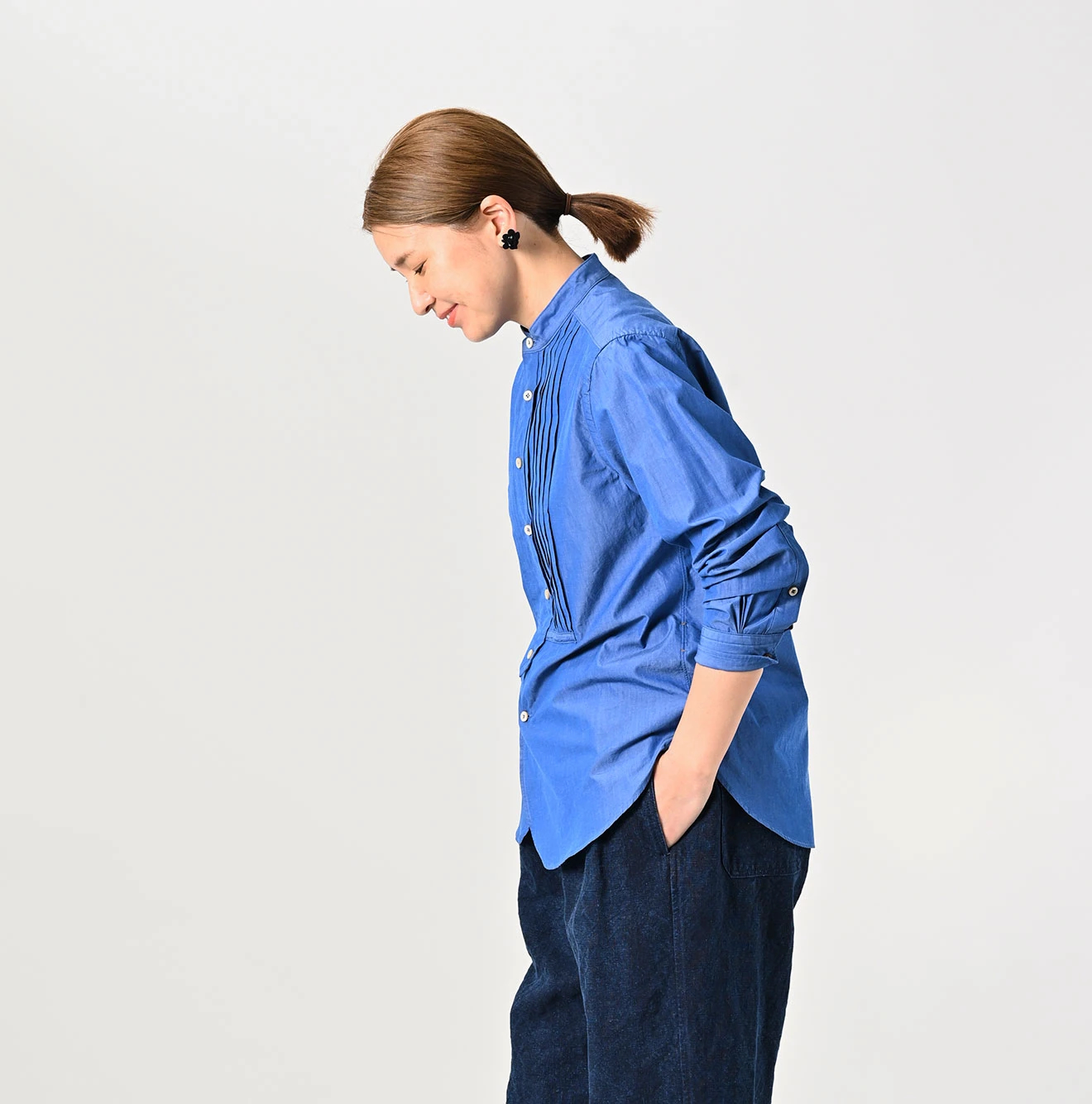 45R(フォーティファイブアール) |180番三子の908ローファーピンタックスタンドシャツ