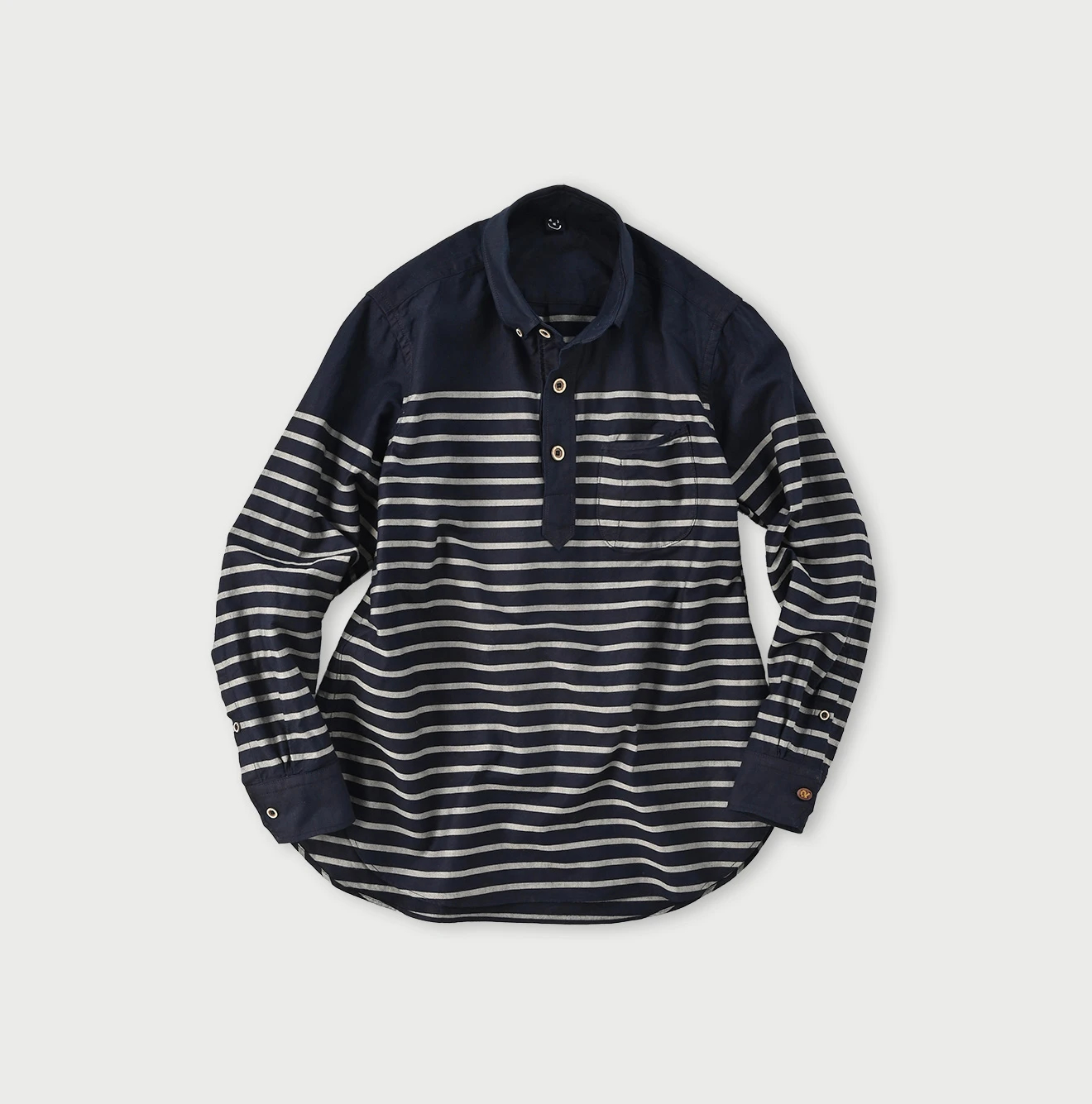 45R(フォーティファイブアール) |スーピマオックスの908ローファーボタンダウンバスクプルシャツ（インディゴ）