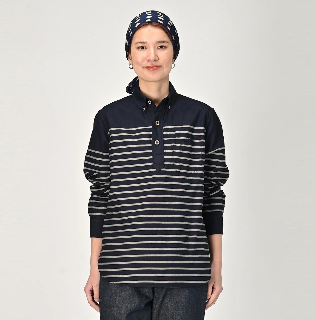 45R(フォーティファイブアール) |スーピマオックスの908ローファーボタンダウンバスクプルシャツ（インディゴ）