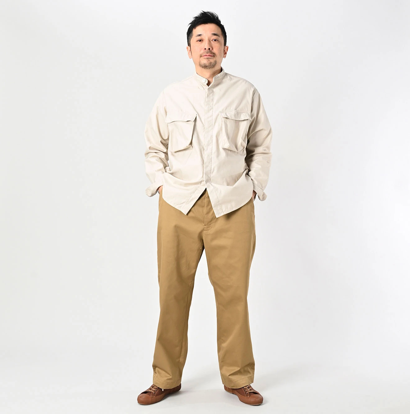 45R(フォーティファイブアール) |薄バックサテンの908ニームシャツ