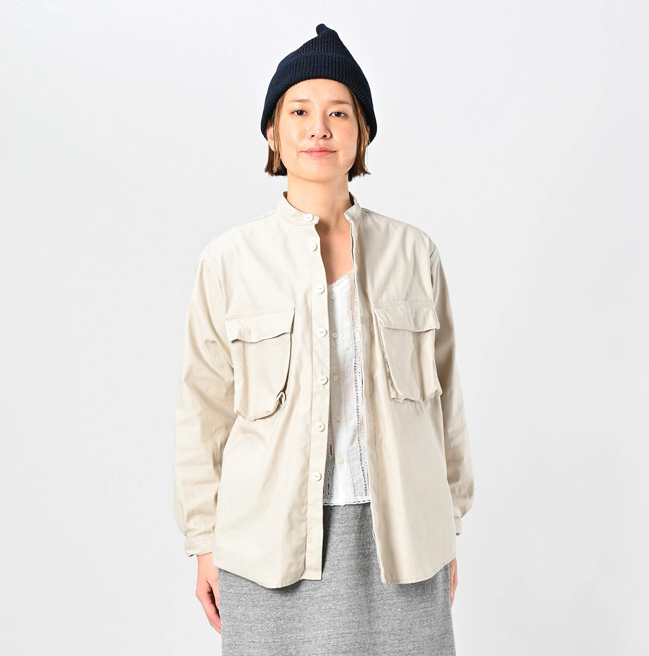 45R(フォーティファイブアール) |薄バックサテンの908ニームシャツ