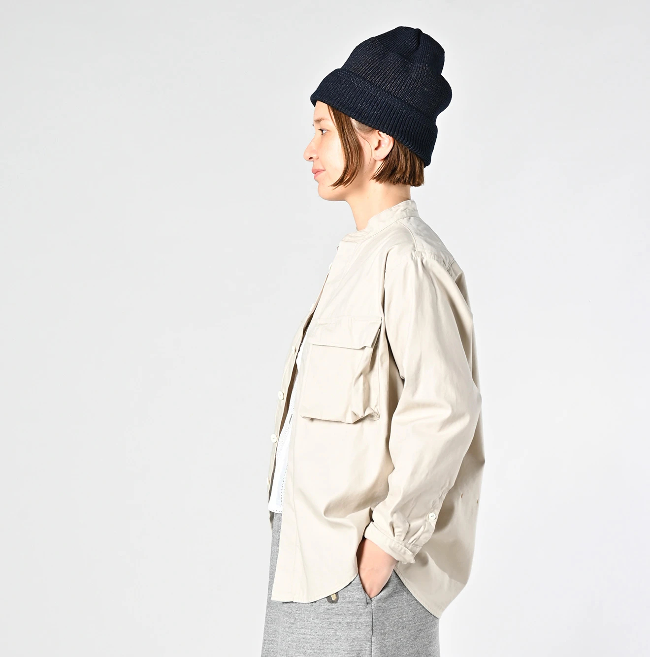 45R(フォーティファイブアール) |薄バックサテンの908ニームシャツ