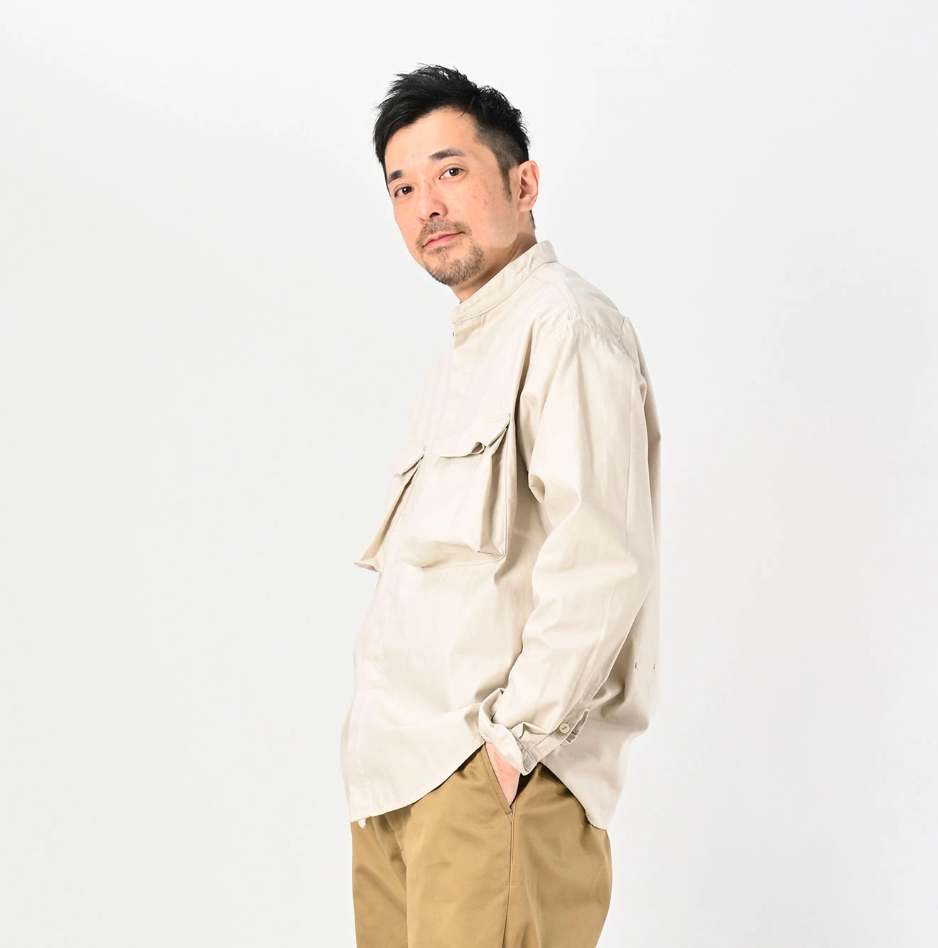 45R(フォーティファイブアール) |薄バックサテンの908ニームシャツ