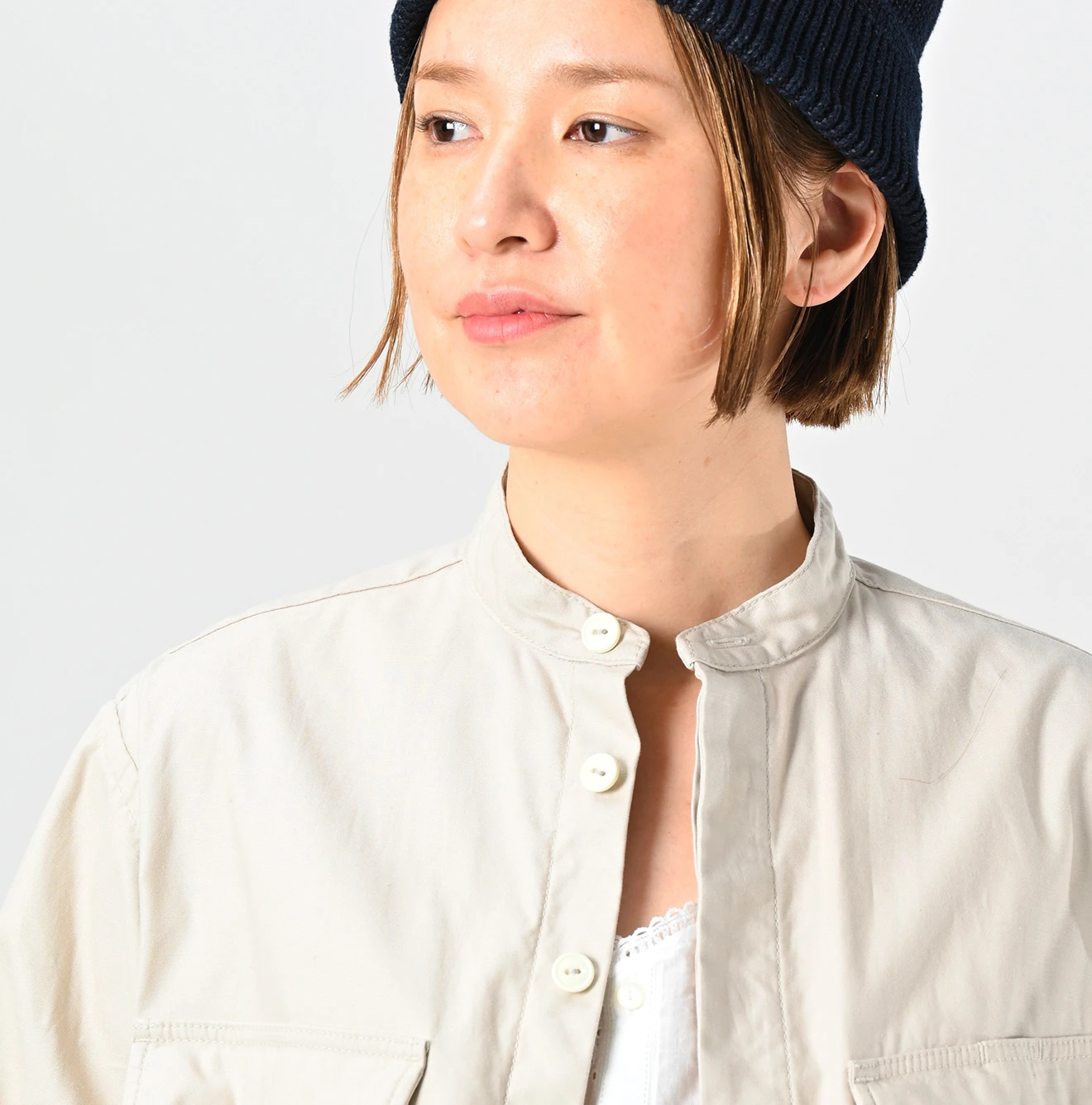 45R(フォーティファイブアール) |薄バックサテンの908ニームシャツ