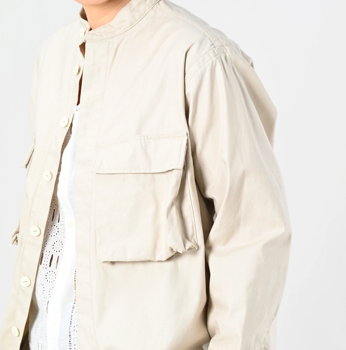 45R(フォーティファイブアール) |薄バックサテンの908ニームシャツ