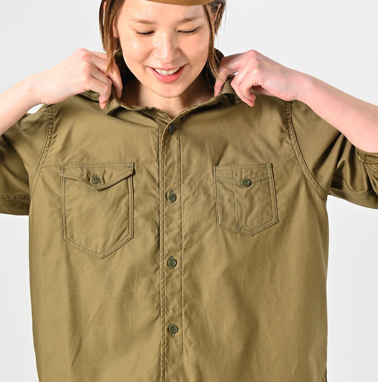 45R(フォーティファイブアール) |薄バックサテンの908ガチャポケシャツ