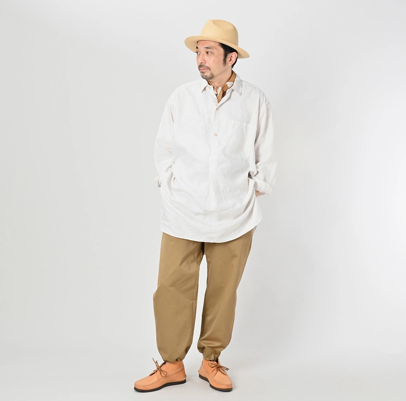 45R(フォーティファイブアール) |リネンの908グランパプルシャツ（45草染）