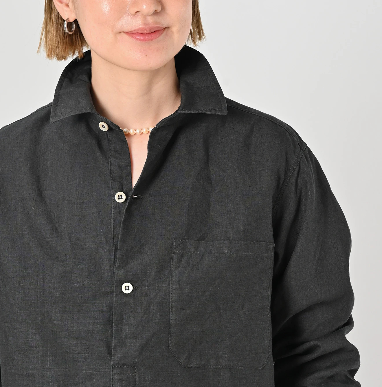 45R(フォーティファイブアール) |リネンの908グランパプルシャツ（45草染）