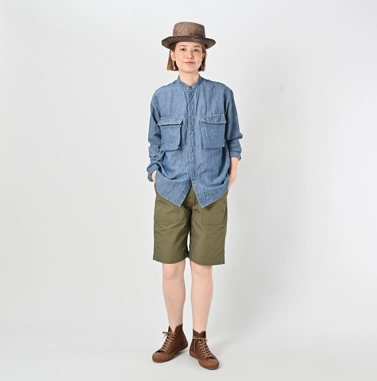 45R(フォーティファイブアール) |綿麻瑠璃ダンガリーの908ニームシャツ（重）