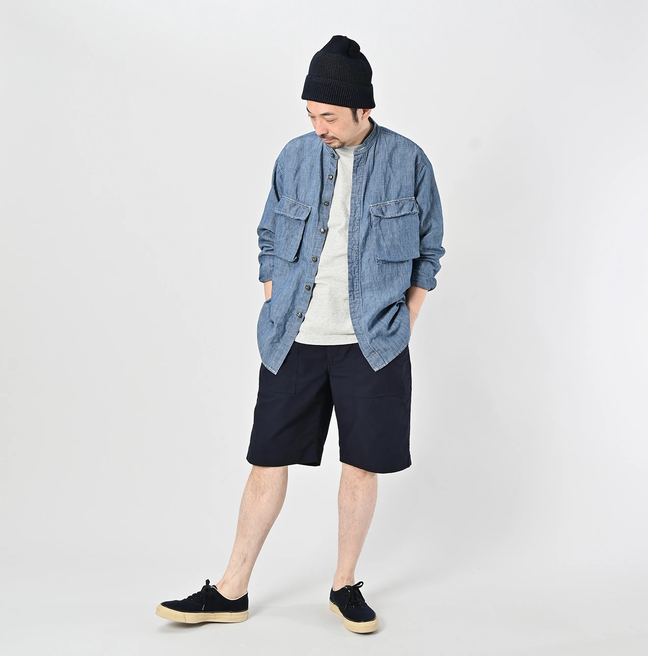 45R(フォーティファイブアール) |綿麻瑠璃ダンガリーの908ニームシャツ（重）