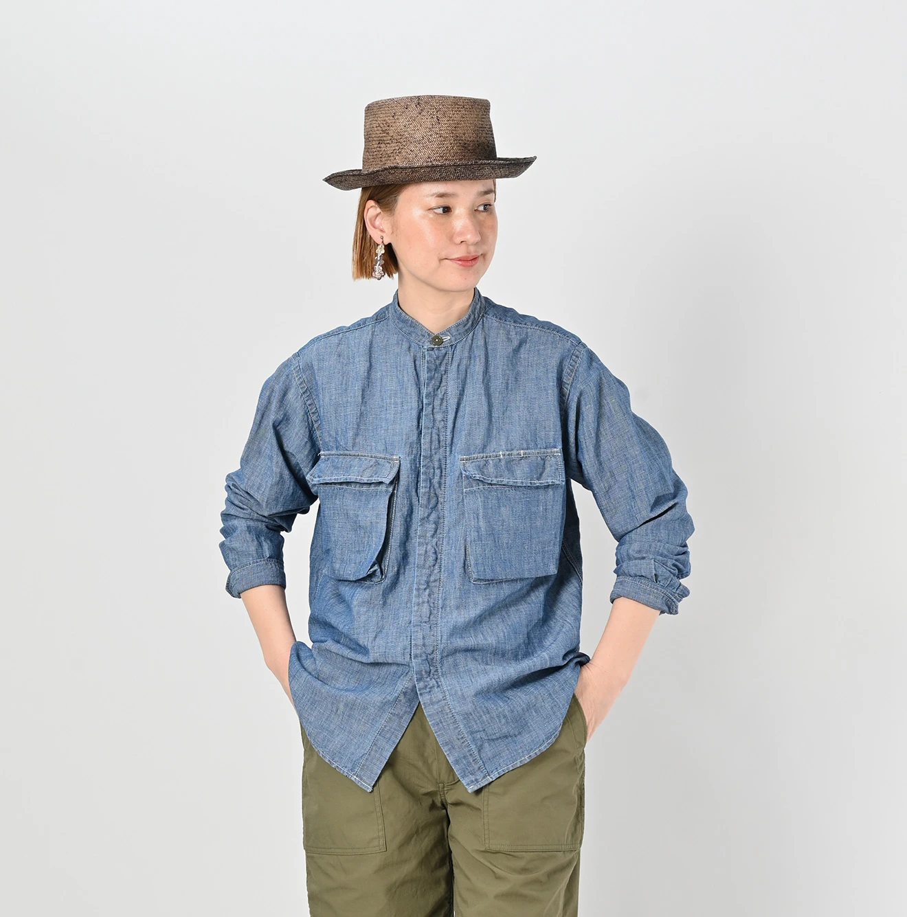 45R(フォーティファイブアール) |綿麻瑠璃ダンガリーの908ニームシャツ（重）