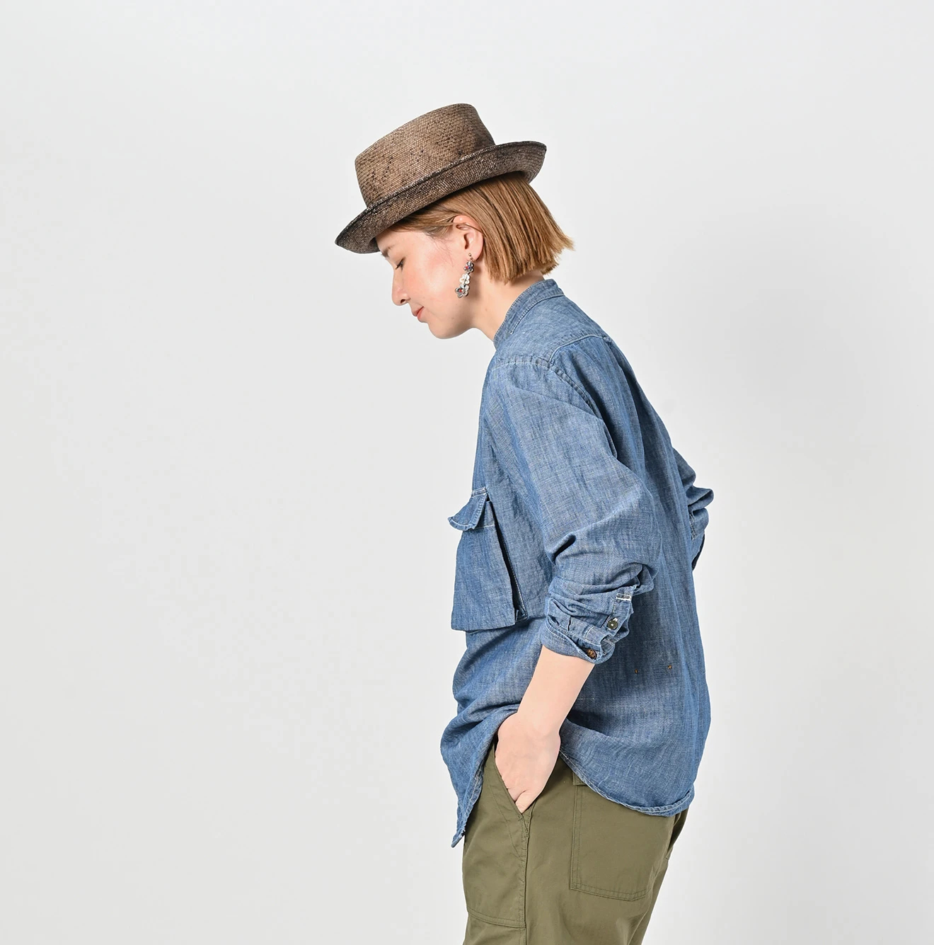 45R(フォーティファイブアール) |綿麻瑠璃ダンガリーの908ニームシャツ（重）