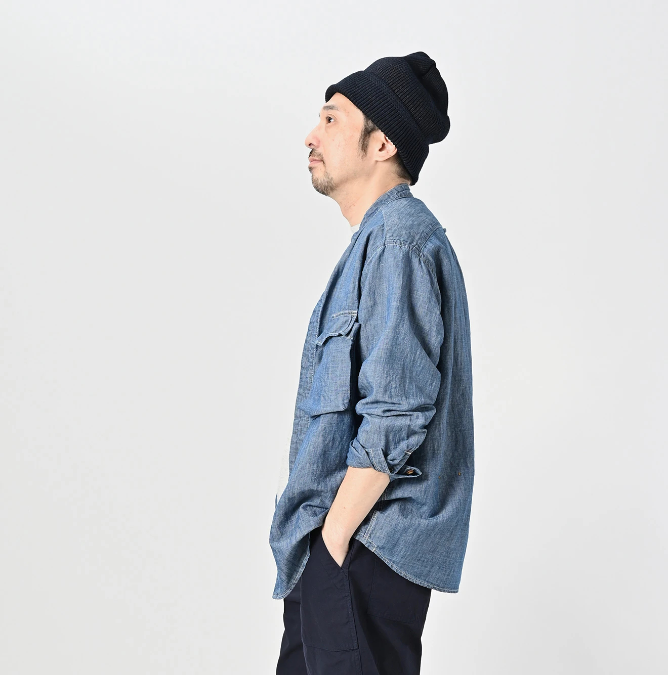 45R(フォーティファイブアール) |綿麻瑠璃ダンガリーの908ニームシャツ（重）