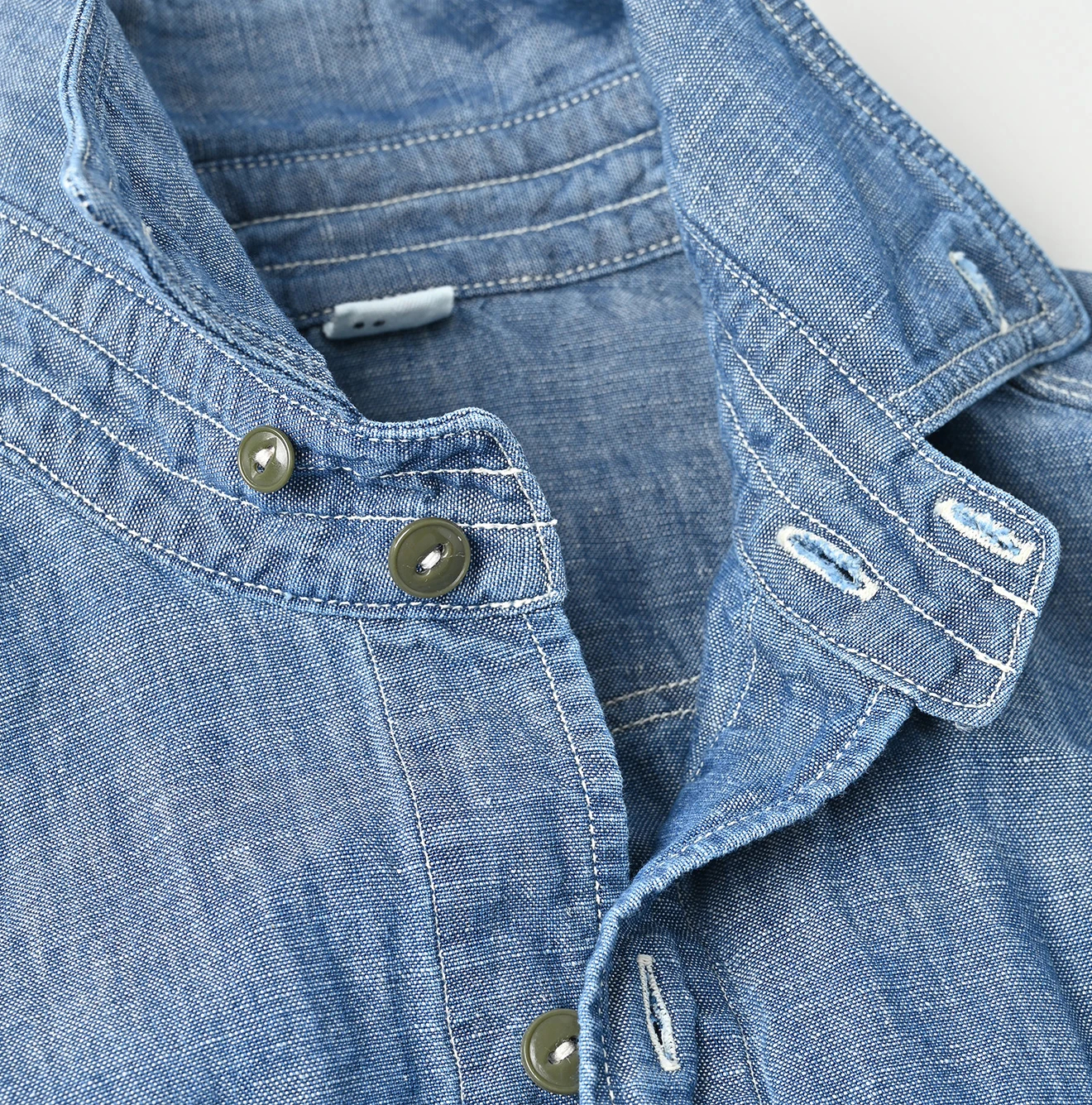 45R(フォーティファイブアール) |綿麻瑠璃ダンガリーの908ガチャポケシャツ（重）