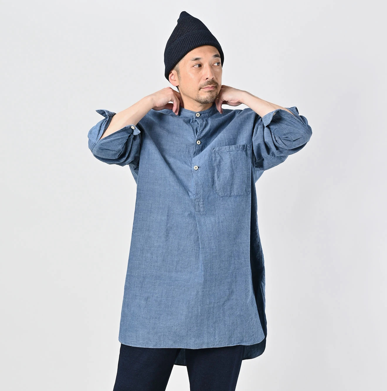 45R(フォーティファイブアール) |藍インドカディオックスの908スタンドグランパプルシャツ