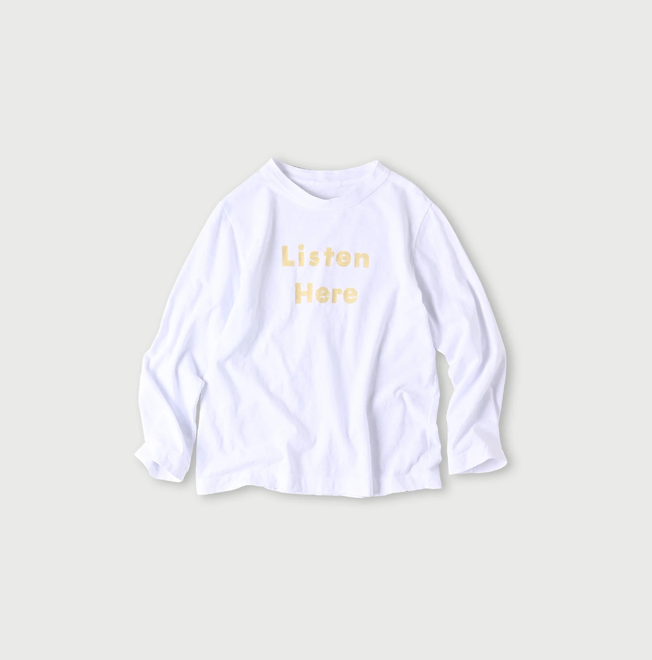 45R(フォーティファイブアール) |Listen Hereプリントの四角Tシャツ