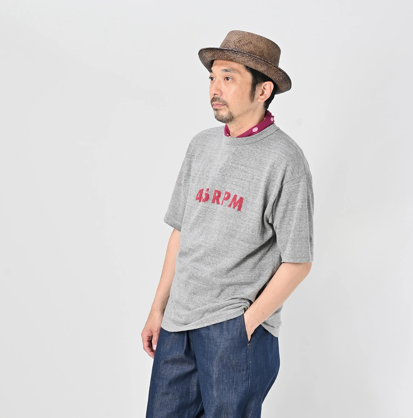 45R(フォーティファイブアール) |ジャカードロゴの908ニットソーTシャツ