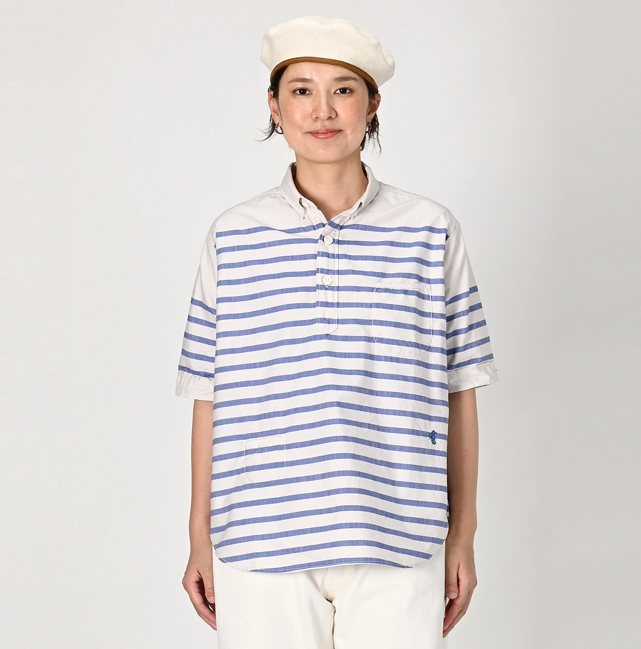 45R(フォーティファイブアール) |スーピマオックスの908オーシャンボタンダウンバスクプル