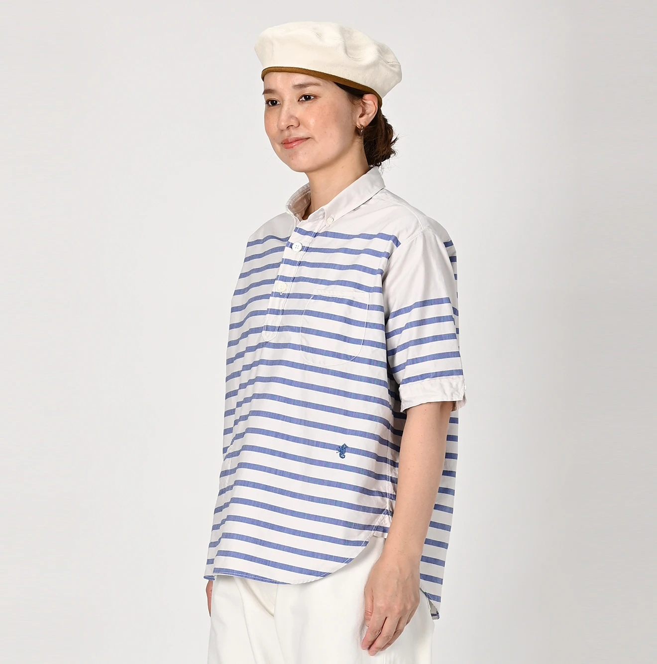 45R(フォーティファイブアール) |スーピマオックスの908オーシャンボタンダウンバスクプル