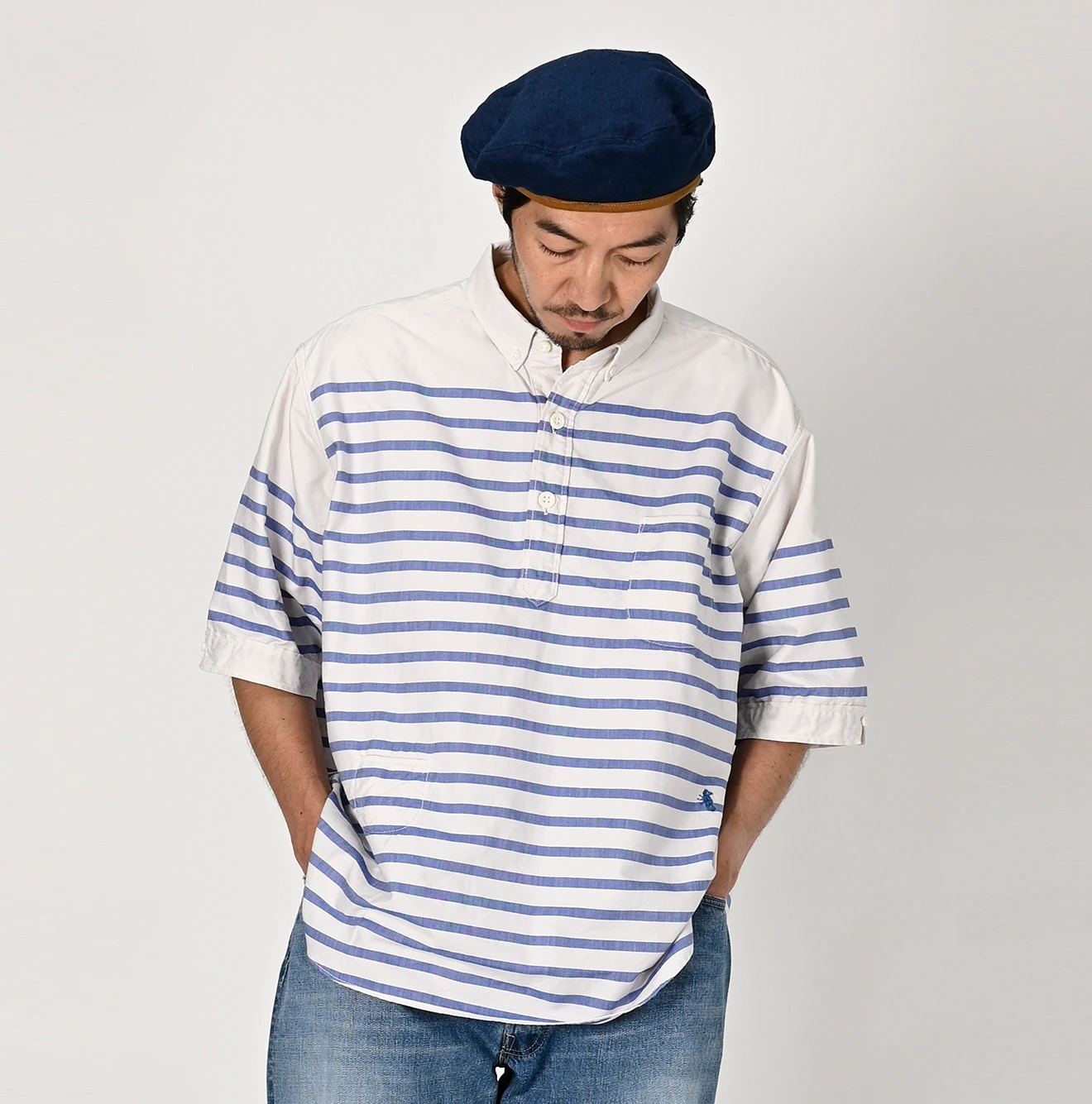 45R(フォーティファイブアール) |スーピマオックスの908オーシャンボタンダウンバスクプル