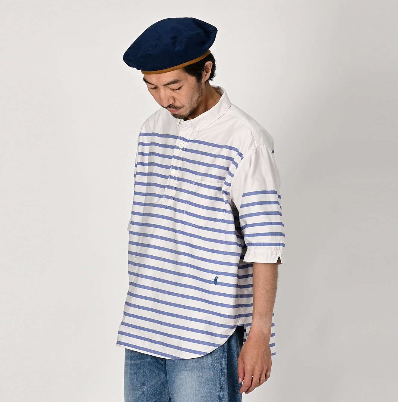 45R(フォーティファイブアール) |スーピマオックスの908オーシャンボタンダウンバスクプル