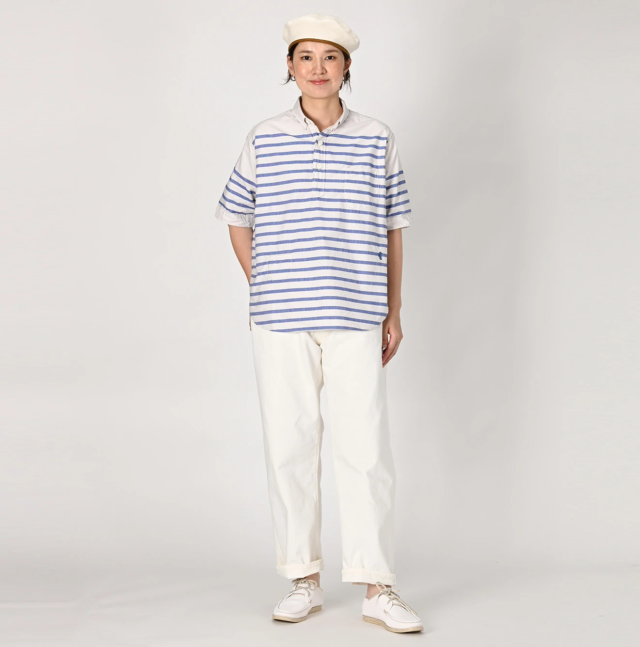 45R(フォーティファイブアール) |スーピマオックスの908オーシャンボタンダウンバスクプル