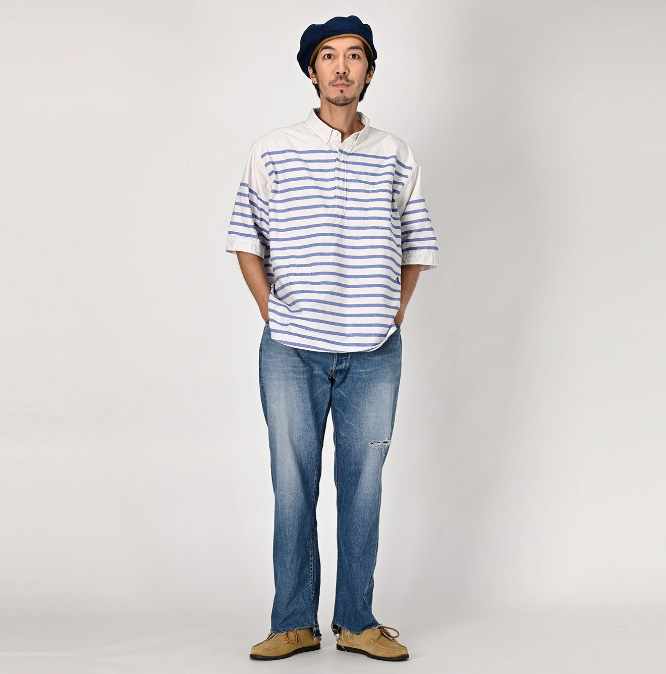 45R(フォーティファイブアール) |スーピマオックスの908オーシャンボタンダウンバスクプル