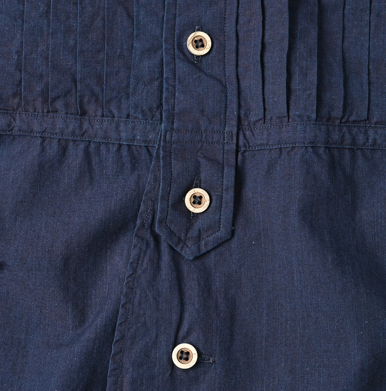 45R(フォーティファイブアール) |バチストの908ピンタックスタンドシャツ（インディゴ）