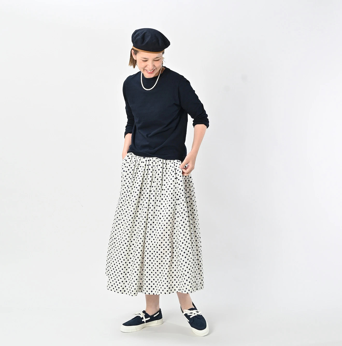 45R ハイネックTシャツ　　　　　　　　　　　　　　　インディゴ 45R（フォーティファイブアール）| 天竺のヨックネックビッグスリットT