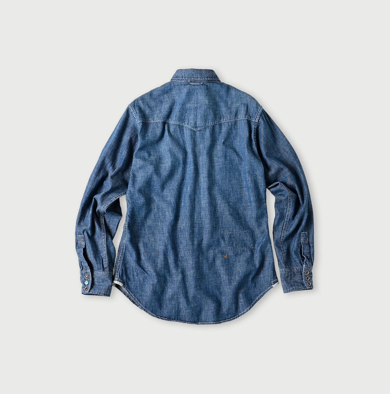 45R(フォーティファイブアール) |瑠璃ダンガリーデニムの908イースタンシャツ（加工）