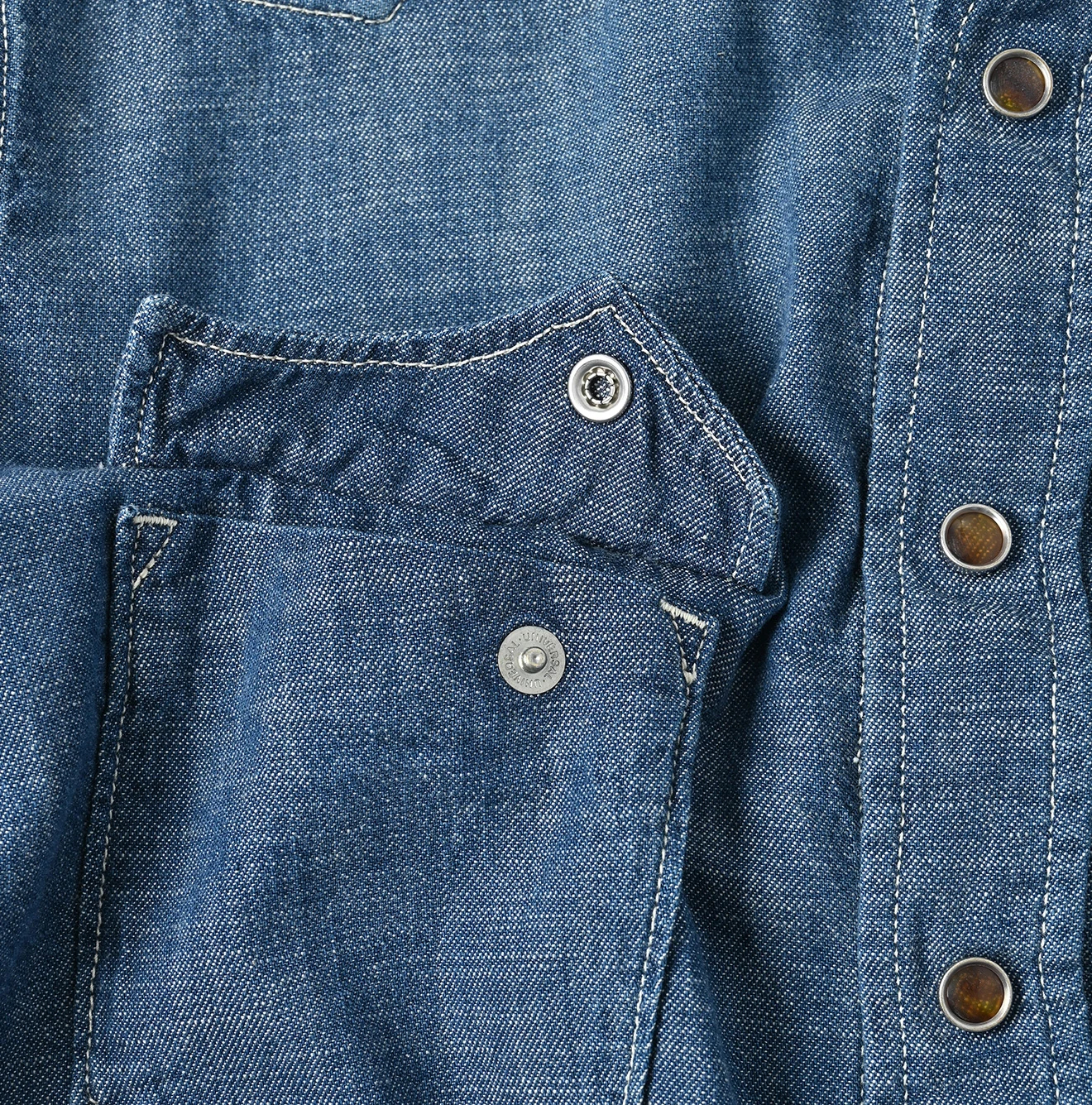 45R(フォーティファイブアール) |瑠璃ダンガリーデニムの908イースタンシャツ（加工）