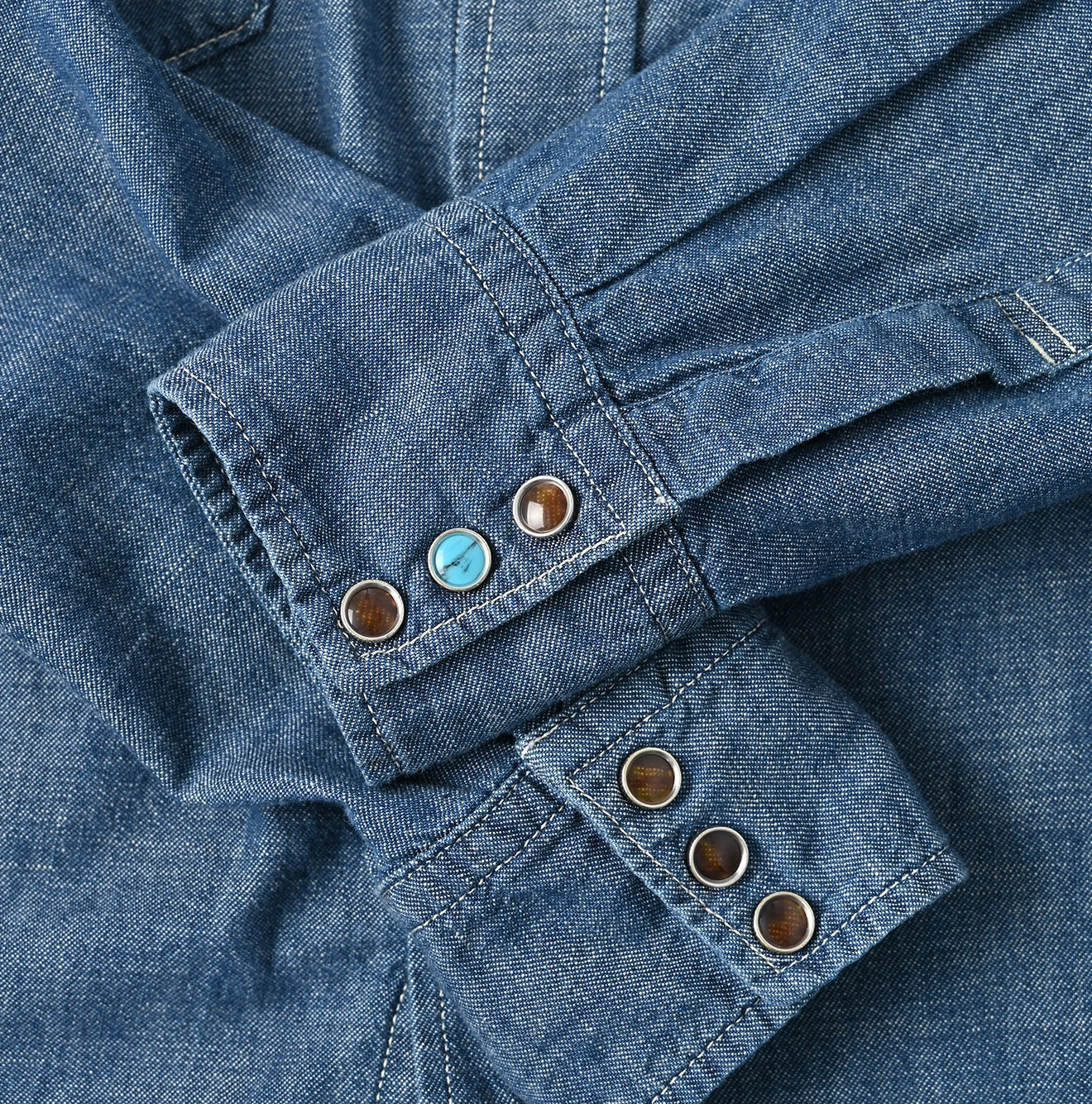 45R(フォーティファイブアール) |瑠璃ダンガリーデニムの908イースタンシャツ（加工）