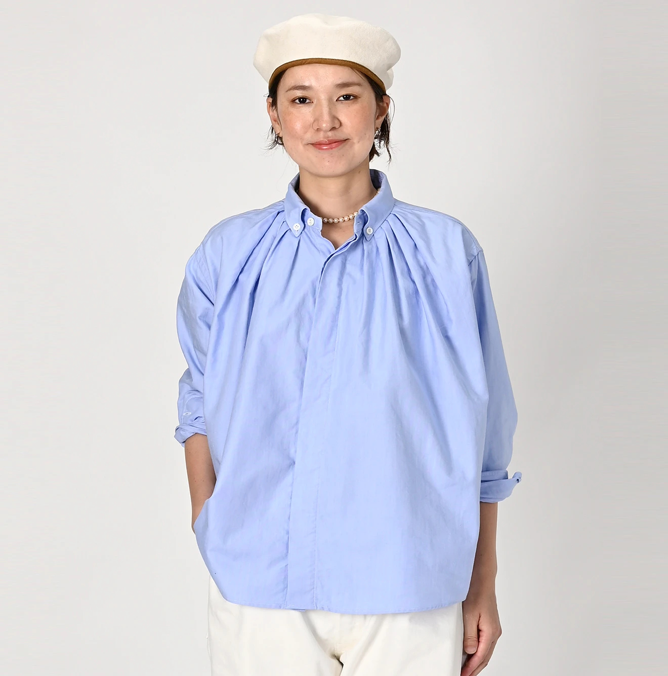 45R(フォーティファイブアール) |スーピマオックスのタックボタンダウンシャツ