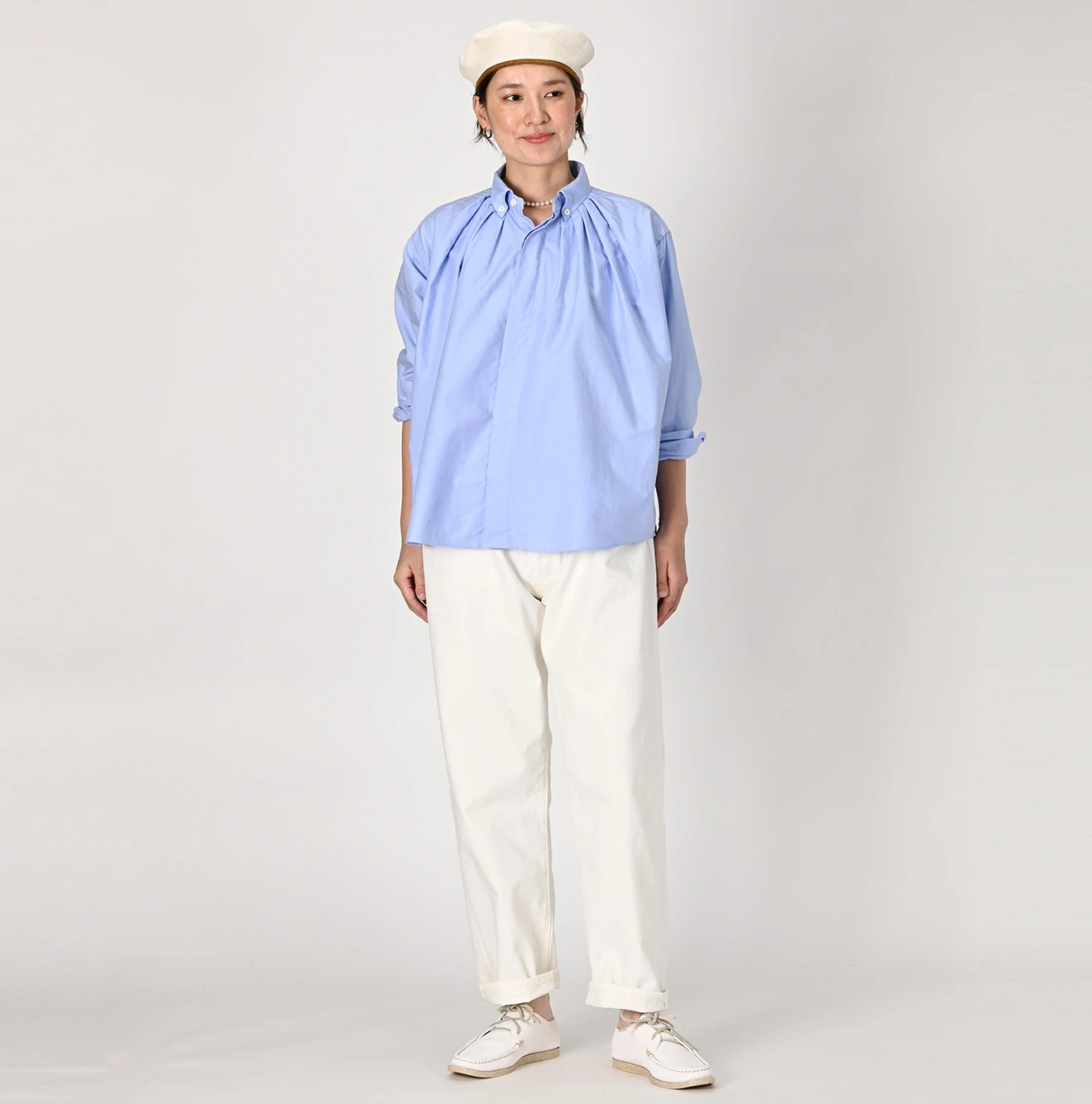 45R(フォーティファイブアール) |スーピマオックスのタックボタンダウンシャツ