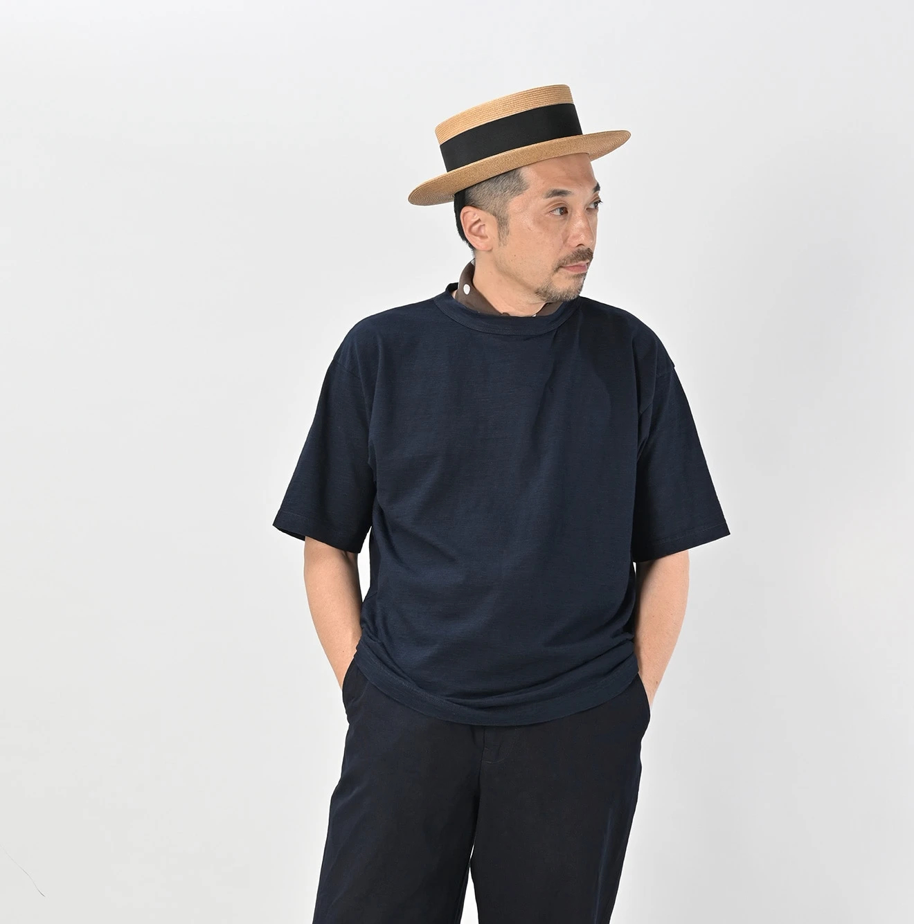 45R(フォーティファイブアール) |天竺の90845星Tシャツ（影色納戸）