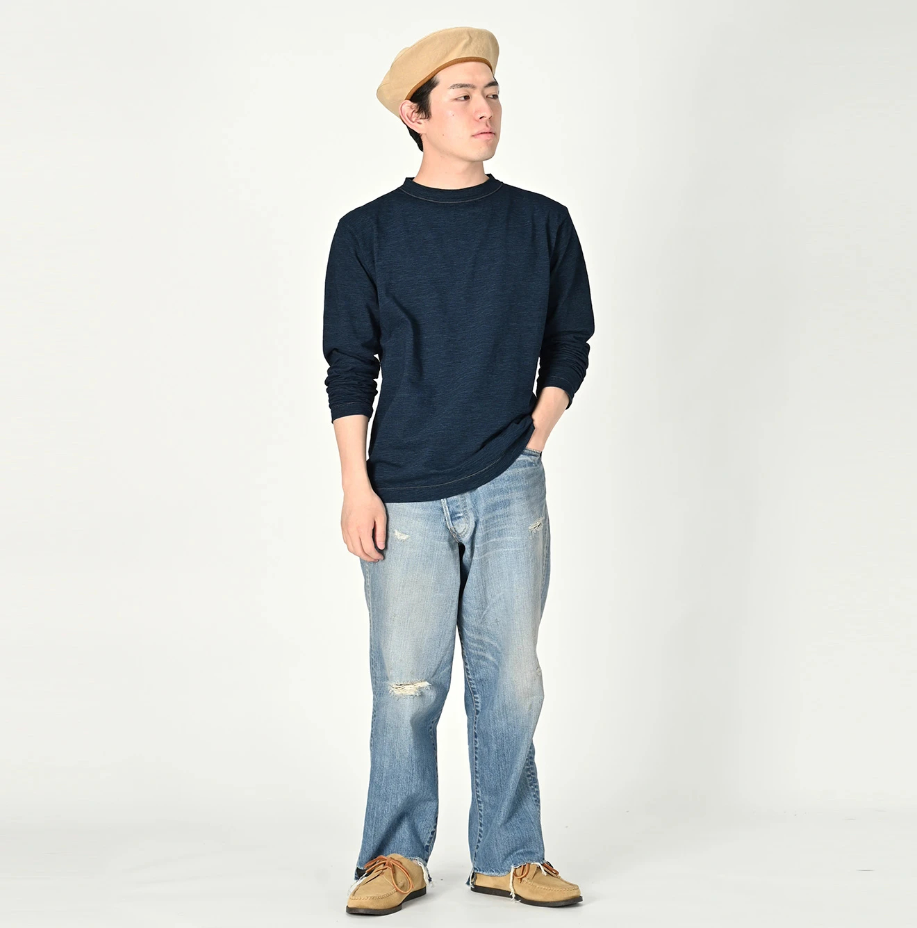 45R（フォーティファイブアール）| 天竺の90845星Tシャツ（インディゴ